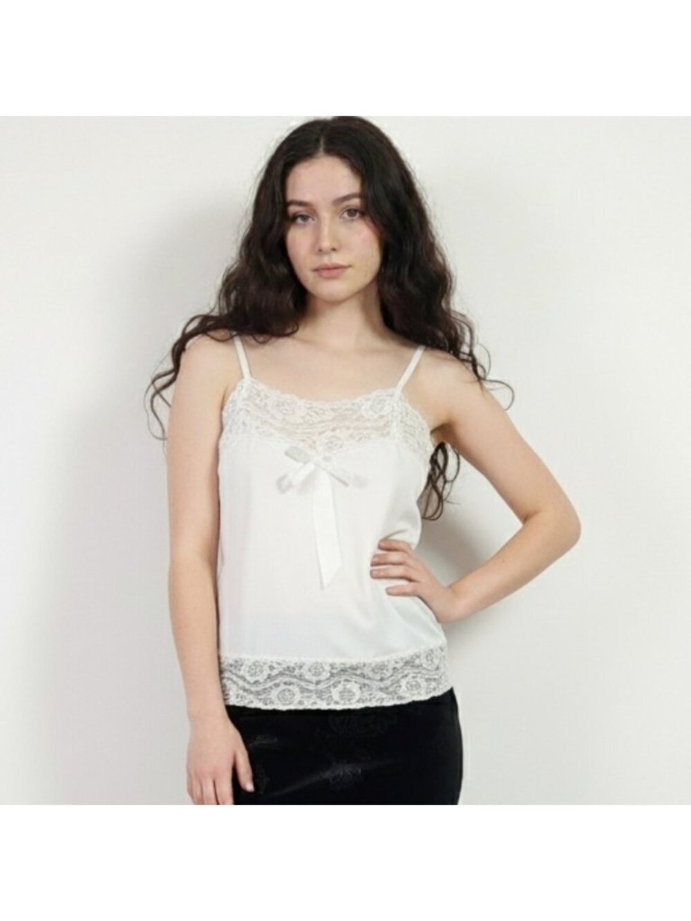 Y2K White Lace Tank Top Lingerie Coquette Size Small Medium Vintage Fairycore